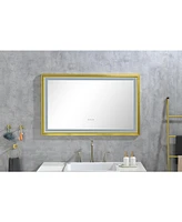 Streamdale Furniture 42 In. W X 24 In. H Oversized Rectangular Framed Led Mirror Anti-Fog Dimmable Wall Mount