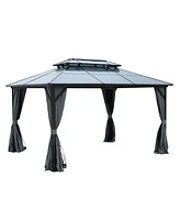 Streamdale Furniture 10X13ft Patio Gazebo with Netting & Curtains, Black