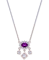 Gemstone (1 ct. t.w.) & White Topaz (5/8 Pendant Necklace Sterling Silver or 10k Gold-Plated Silver, 18"