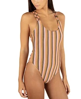 Hurley Juniors' Sunset Stripe Crossback One-Piece Swimsuit