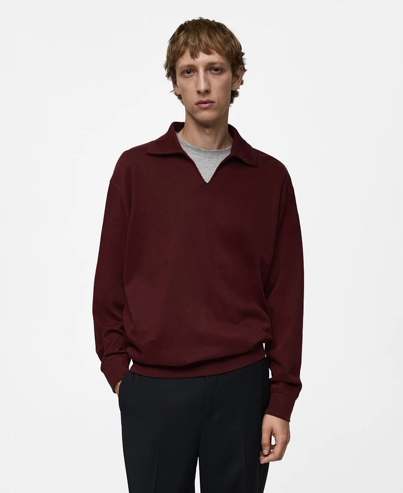 Mango Men's Oversized Polo-Neck Sweatshirt