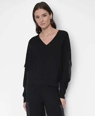 Dkny Women's Cargo V-Neck Sweater