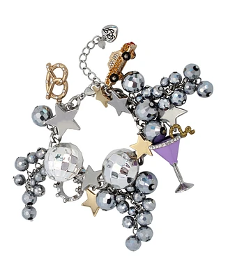 Betsey Johnson Faux Stone Midnight Magic Nyc Charm Bracelet