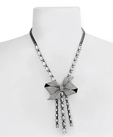 Betsey Johnson Faux Stone Pave Bow Y Necklace