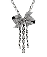 Betsey Johnson Faux Stone Pave Bow Y Necklace
