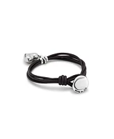 UNOde50 Sterling Silver Heart Charm 4 Leather Bracelet