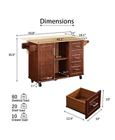 Streamdale Furniture Mobile Kitchen Island Cart With drawers