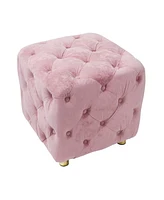 Streamdale Furniture Pink Modern Velvet Upholstered Ottoman, Exquisite Small End Table, Soft Foot Stool