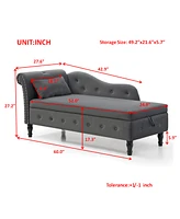 Streamdale Furniture 60" Velvet Multifunctional Storage Chaise Lounge Buttons Tufted Nailhead Trimmed Solid