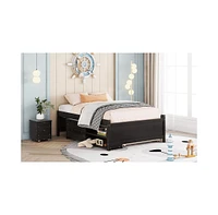 Streamdale Furniture Versatile Full Bed With Trundle, Under Bed Storage Box And Nightstand .Espresso