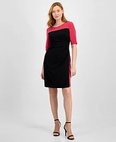 Connected Petite Elbow-Sleeve Sheath Dress