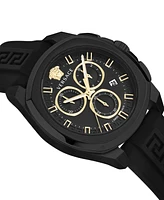 Versace Men's Swiss Chronograph Geo Black Silicone Strap Watch 43mm