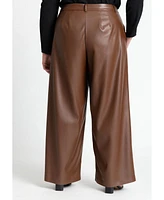 Eloquii Women's Wide Leg Faux Leather Pant