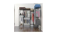 Slickblue Metal Closet Organizer Garment Rack with Portable Clothes Hanger and Home Shelf for Versatile Storage