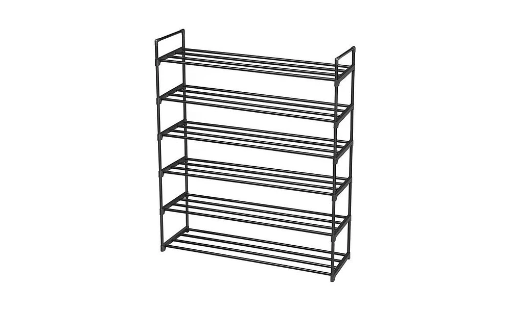 Slickblue 6-Tier Black Shoe Rack Tower Shelf Organizer for Bedroom, Entryway, Hallway, and Closet Storage