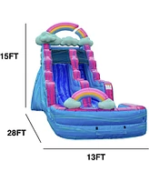 JumpOrange Imperfectly Perfect Commercial Grade Inflatable Water Slide with Detachable Deep Pool for Kids and Adults (with Blower), Outdoor Indoor, We