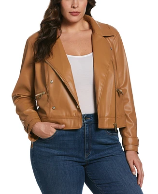 Ella Rafaella Plus Faux Leather Moto Jacket