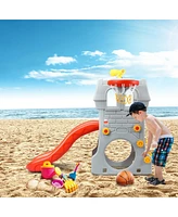 Gouun 5 in 1 Toddler Climber Slide Playset with Basketball Hoop and Telescope
