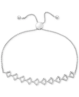 Diamond Openwork Curved Link Bolo Bracelet (1/2 ct. t.w.) in 10k White Gold