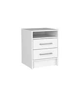 Depot E-Shop Leyva Nightstand with 2 Drawers and 1 Shelf, White