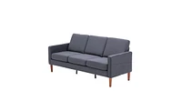 Slickblue Dark Grey Modular Sofa, Linen Upholstery with Solid Wood Frame and Legs, 3-Seater