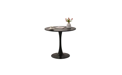 Slickblue 31.5" Round Mid-Century Black Tulip Dining Table for Modern Spaces