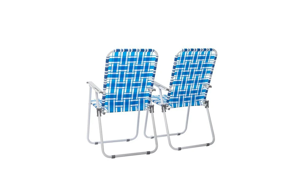 Slickblue Set of 2 Folding Beach Chairs – Steel Tube Frame, 120kg Weight Capacity