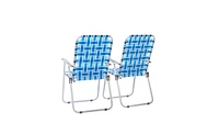 Slickblue Set of 2 Folding Beach Chairs – Steel Tube Frame, 120kg Weight Capacity