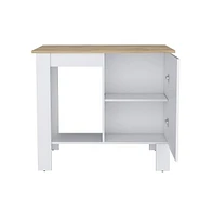 Depot E-Shop Caddo Kitchen Island 35" H, One Storage Cabinet with Door, Two Internal Shelves, One Open storage Shelf