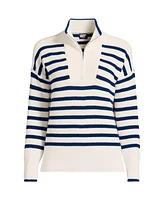 Lands' End Women's Petite Drifter Cotton Quarter Zip Pullover Sweater