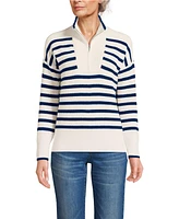 Lands' End Women's Petite Drifter Cotton Quarter Zip Pullover Sweater