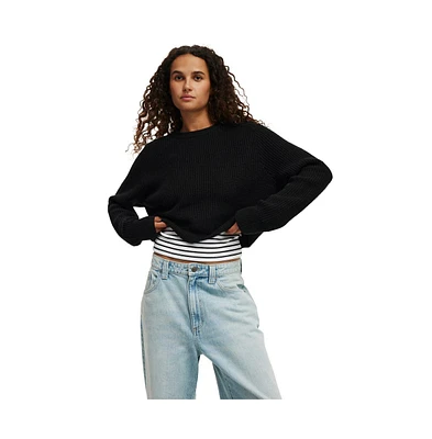 Cotton On Women's Rib Crop Crew Neck Sweater