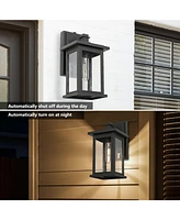 Flynama 1-Light Black Not Motion Sensing Dusk to Dawn Outdoor Hardwired Wall Lantern Sconce with No Bulbs Included