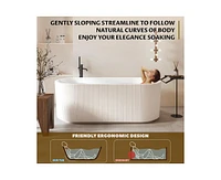 gaomon 59" Acrylic Freestanding Bathtub, V Shape Freestanding Soaking Acrylic Bathtub, Unique Pleated Design With Chrome Drain and Classic Slotted Ove