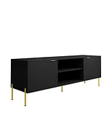 Boyel Living Unique Herringbone Design Multifunctional Tv Stand With Led Light