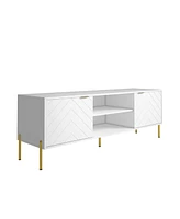 Boyel Living Unique Herringbone Design Multifunctional Tv Stand With Led Light