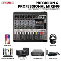 5 Core Audio Mixer 8 Channel Dj Controller Professional Sound Board Bluetooth Usb 48V Mx 8CH L