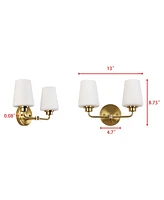 Flynama 2-Light White Plus Gold Bathroom Vanity Light with Shade