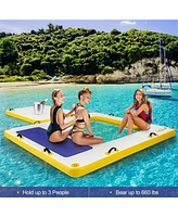 Hongge 8 ft x 8 ft Inflatable Dock Platform with Mesh Swim Lounge