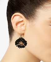 lonna & lilly Gold-Tone Black Flower Drop Earrings