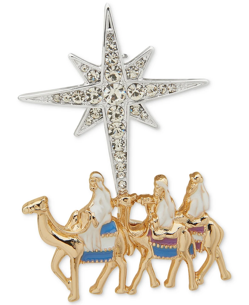 Anne Klein Two-Tone Crystal Star Three Kings Pin