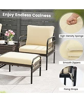 Sugift 5 Piece Patio Conversation Set with Ottomans and Coffee Table