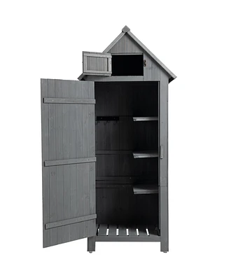 Slickblue Outdoor Storage Cabinet Tool Shed – Wooden Garden Shed in Gray