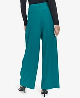 Halston Women's Double-Pleated Mid-Rise Wide-Leg Pants