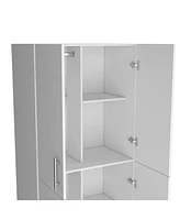 Depot E-Shop Hazel Armoire Wardrove 70" H, Double Doors, 6 Shelves, 2 Hanging Rods, White