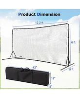 Hongge 12 x 6 Feet Soccer Rebounder Net with All Weather Net-Black