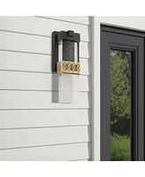 Flynama 1-Light Black and Gold not Motion Sensing Led Outdoor Hardwired Wall Lantern Sconce with No Bulbs Included