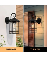 Flynama 1-Light Textured Black not Motion Sensing Dusk to DaWn Outdoor HardWired Wall Lantern Sconce With Led