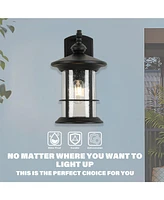 Flynama 1 Waterproof Outdoor Wall Light, Clear Glass Sheet Outdoor Wall Light, Matte Black