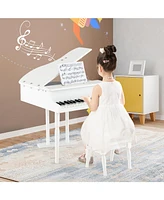 Hongge 30-Key Kids Piano Keyboard Toy with Bench Piano Lid and Music Rack